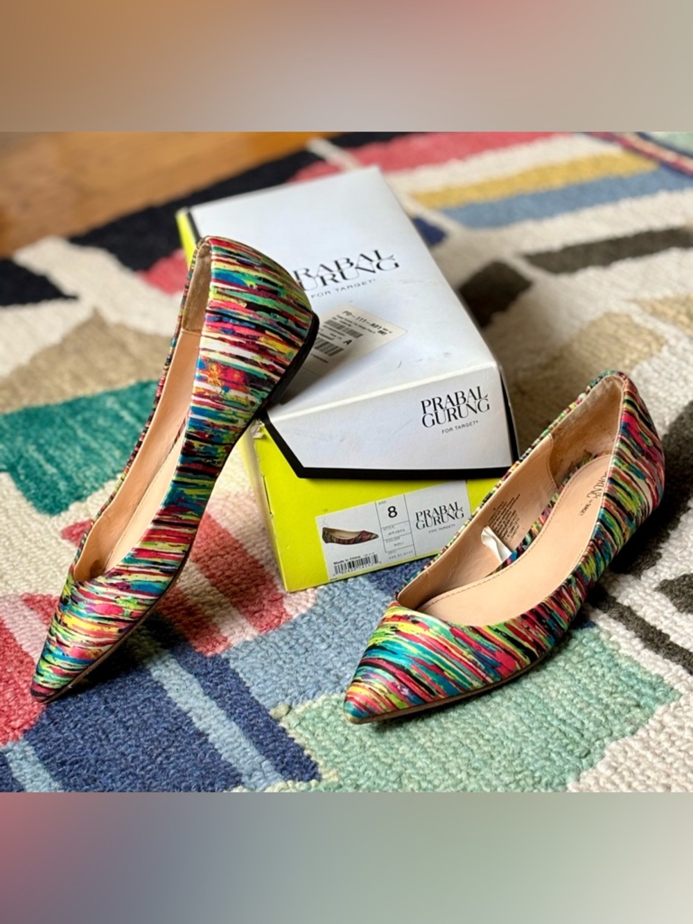 Prabal Gurung for Target Pointy Toe Flats 2013 Collab Multi Color Size 8